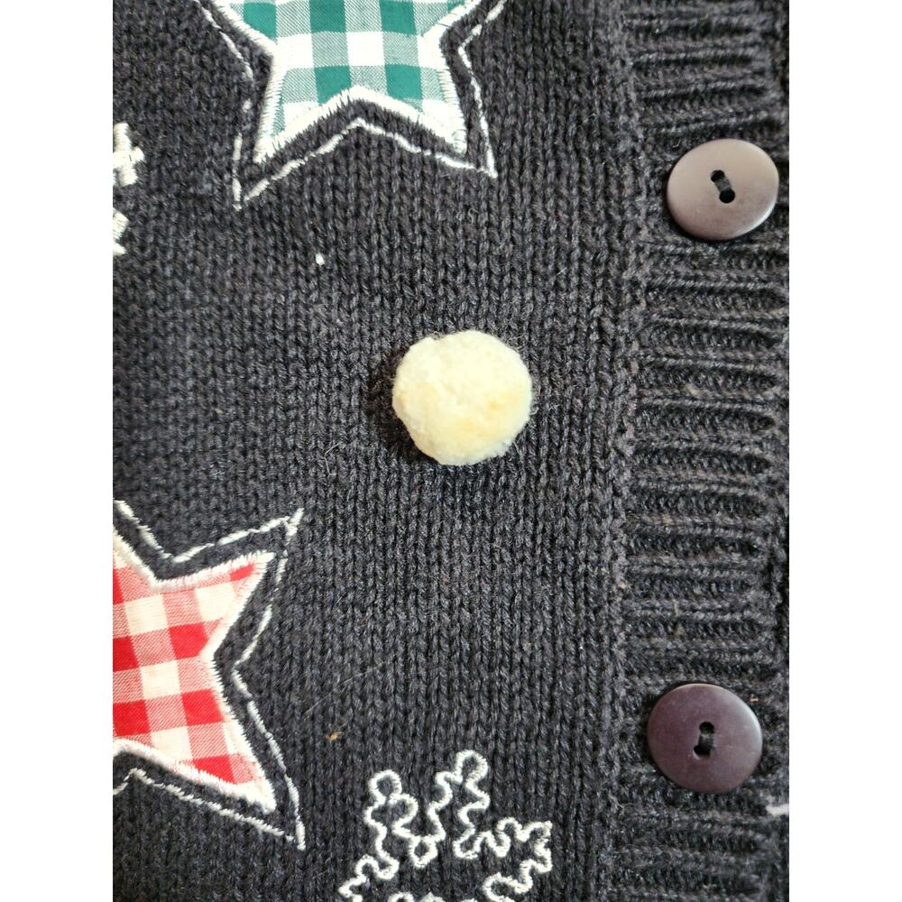 Jason Maxwell Vintage Women's Large Black Holiday Button-Up Cardigan Christmas - Picture 5 of 8